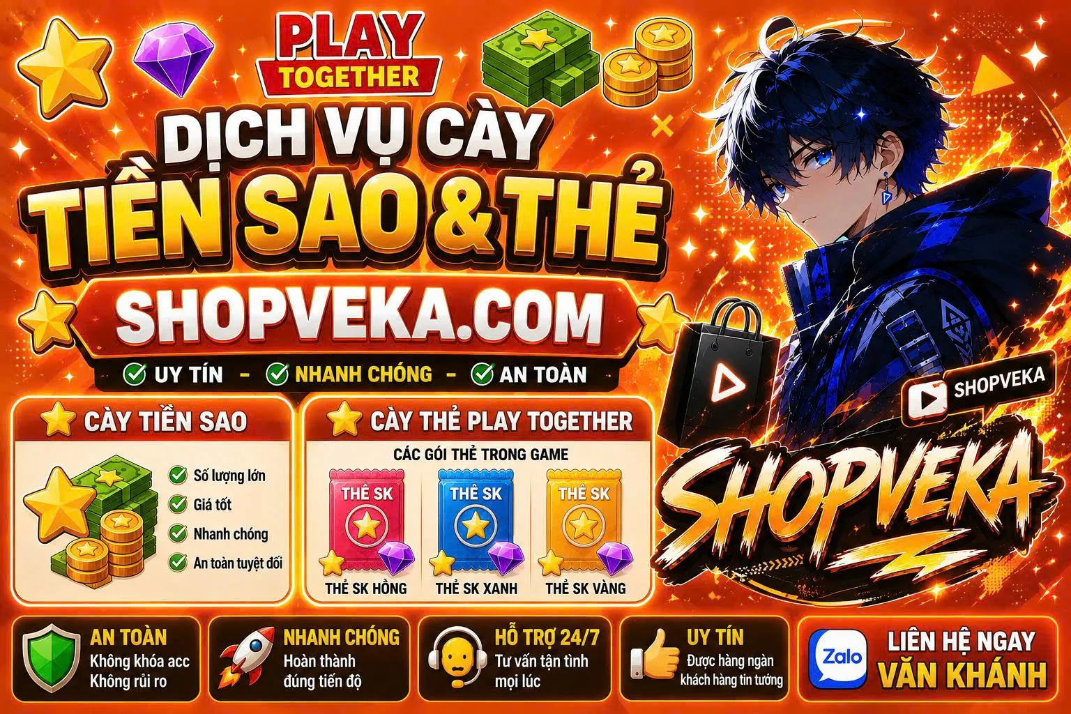 CÀY TIỀN SAO VÀ THẺ